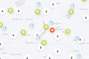 Online map of Elevation Church eFam, eGroups and watch parties