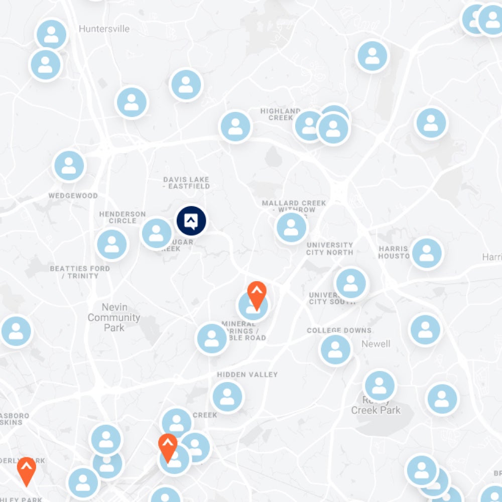 Online map of Elevation Church eFam, eGroups and watch parties